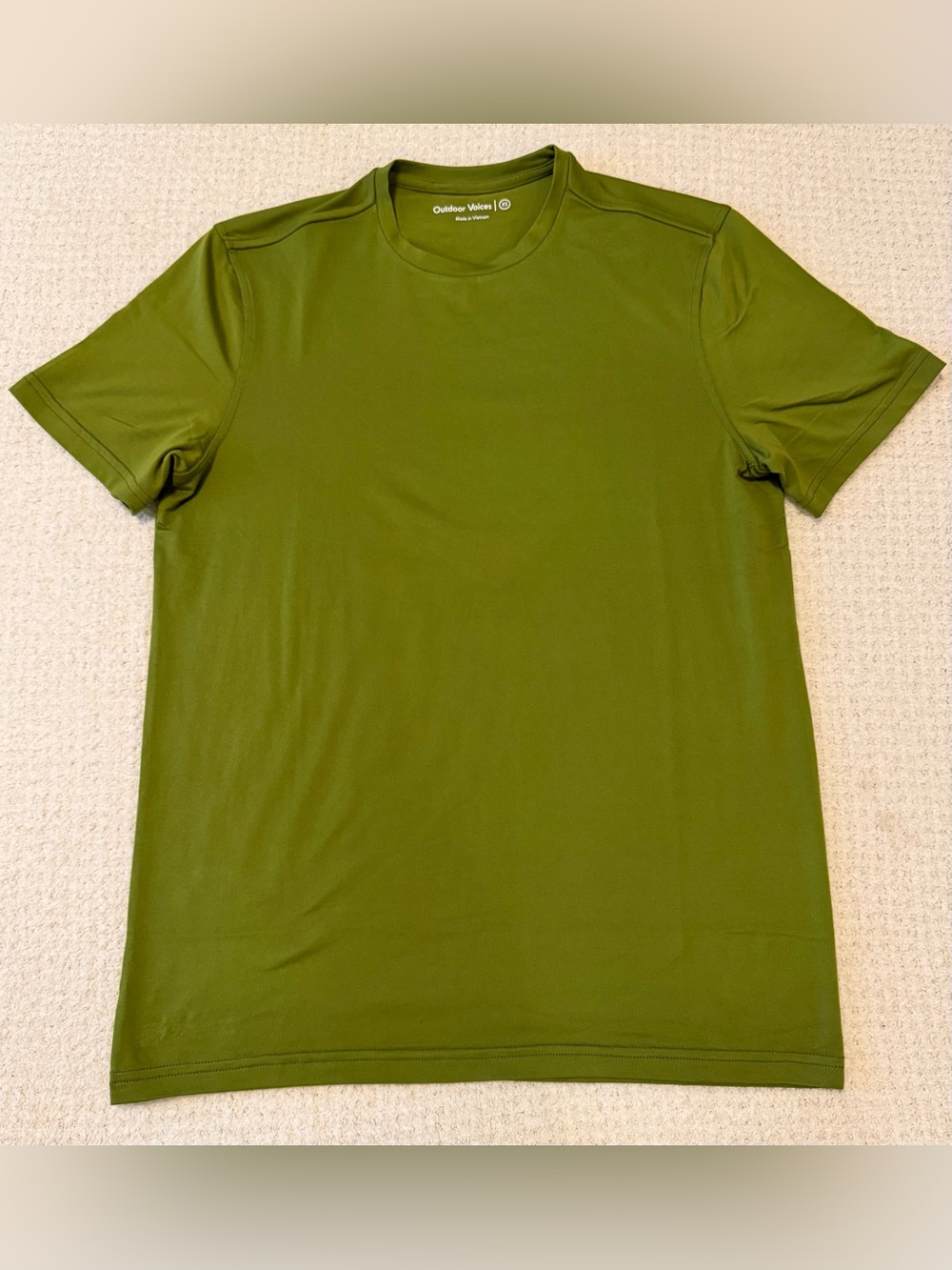 Outdoor Voices Men's Green Polyester Spandex Crew Neck Athletic T-Shirt Size XS